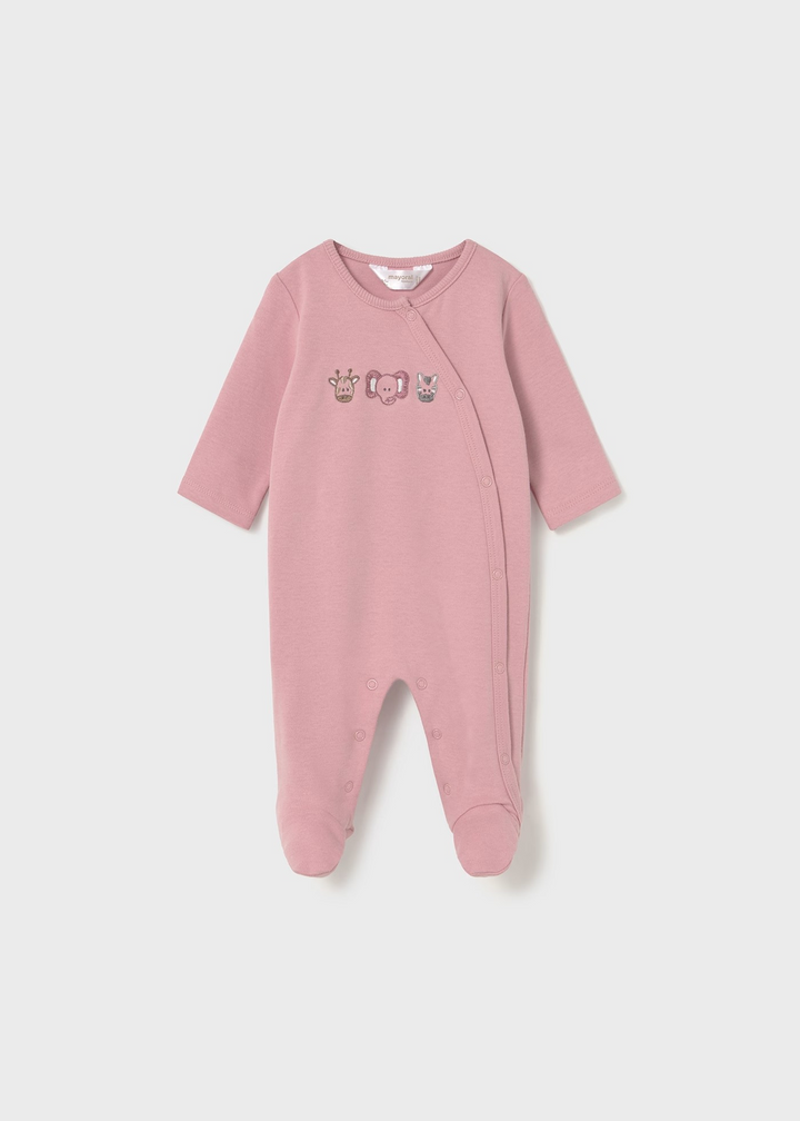 Girl Pink Footie with Safari Animals
