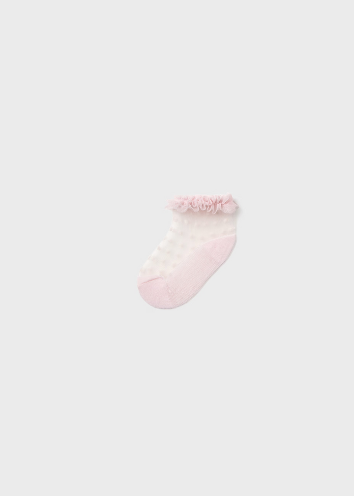 Infant Tulle Dot Socks Pink 9056