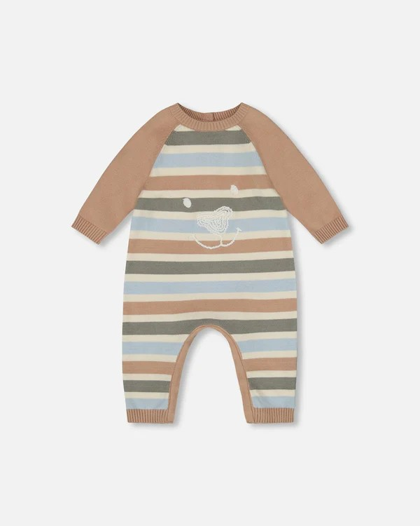 DPD Striped Bear Knit Romper