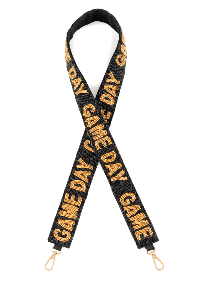 Game Day Beaded Purse Strap in Black & Gold