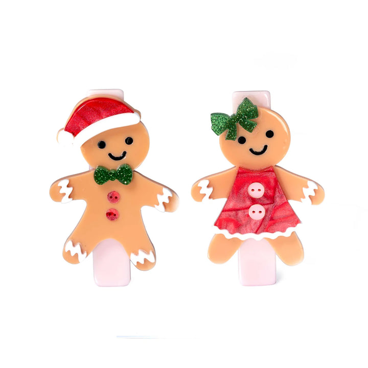 L&R Gingerbread Boy and Girl Hair Clip Set