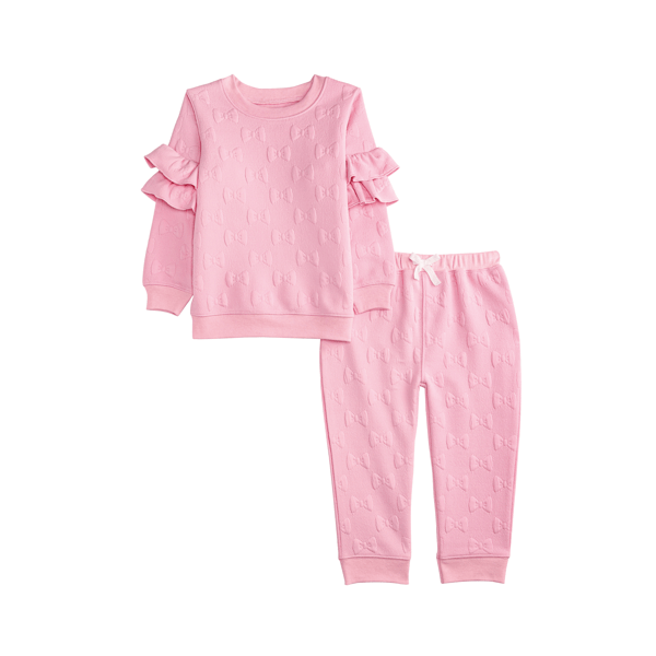 Quilted Bow Jogger Set in Pink