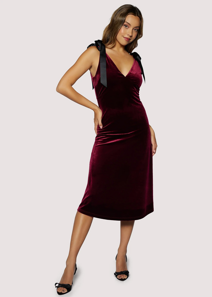 Adorned Virtue Midi Velvet Dress
