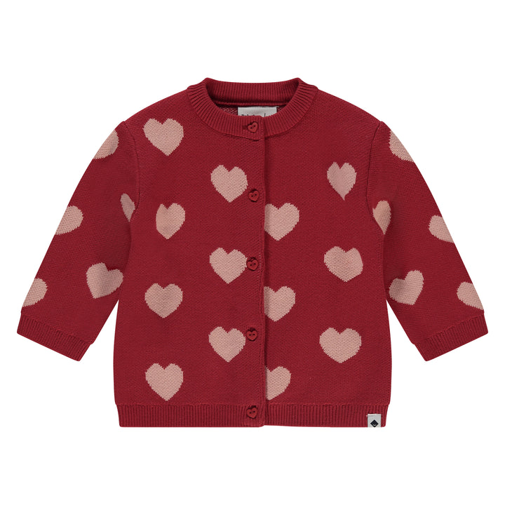 Red Knit Heart Baby Cardigan