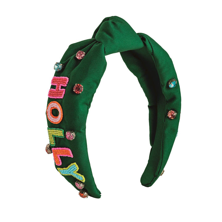 Holly Holiday Beaded Headband