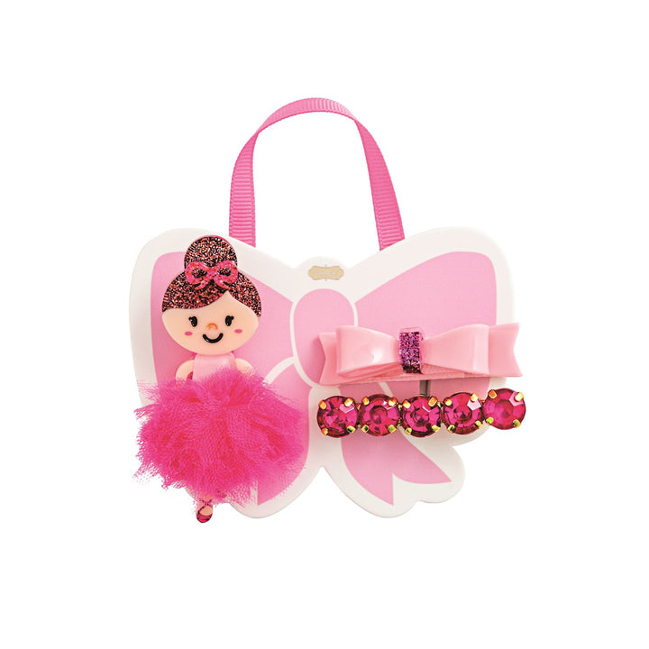 Pink Brunette Ballerina Hair Clip Set