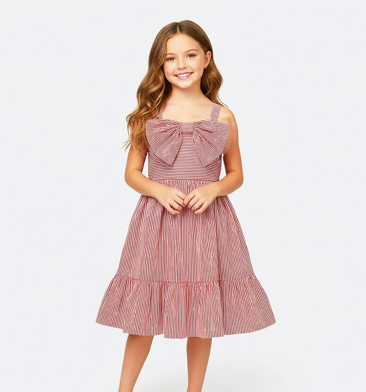 Red Striped Bow Dress