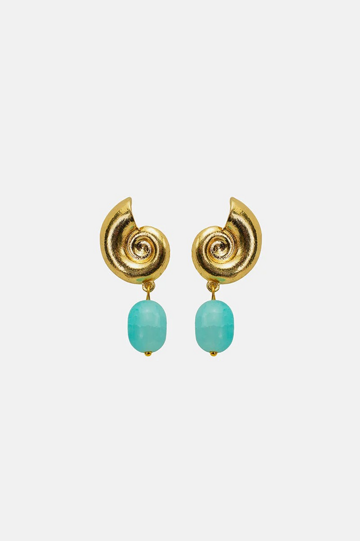 Ocean Drop Shell Blue Earrings