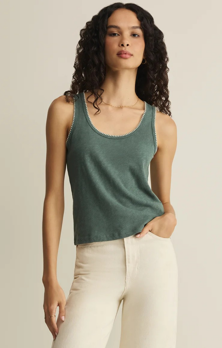 Julian Crocheted Tank in Everglade