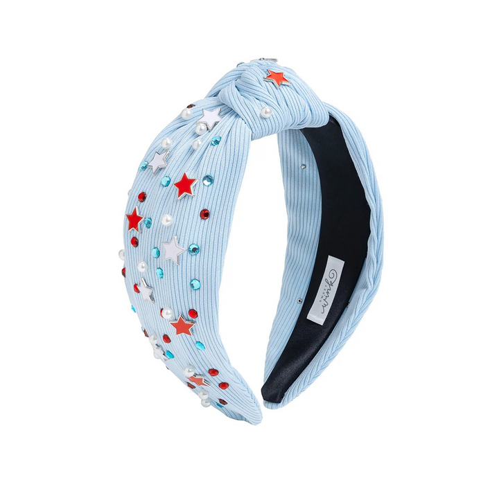 USA Gemstone Patriotic Sparkle Knot Headband