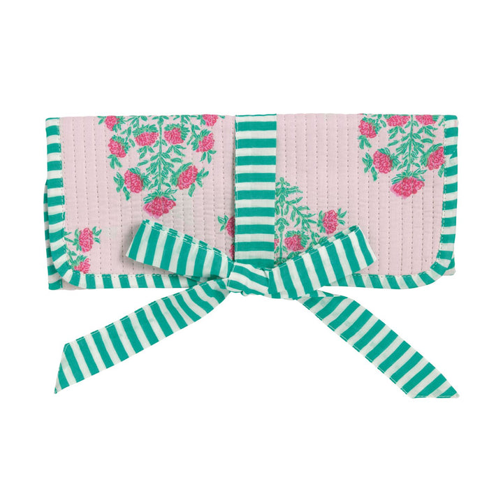 Blush Block Print Jewelry Roll