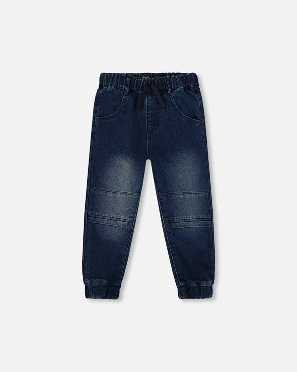 DPD French Terry Denim Stretch Jogger in Navy