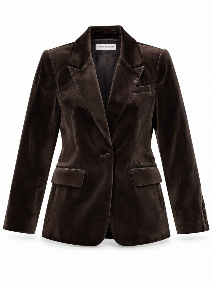Karina Grimaldi Shon Velvet Jacket in Espresso