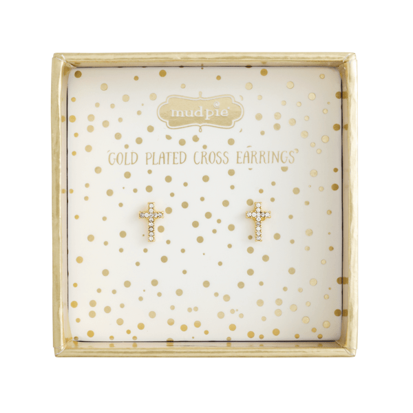 Gold Cross Stud Earrings