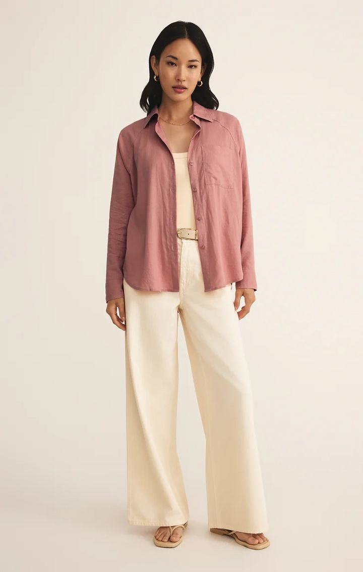 Perfect Linen Top in Pink Smoke