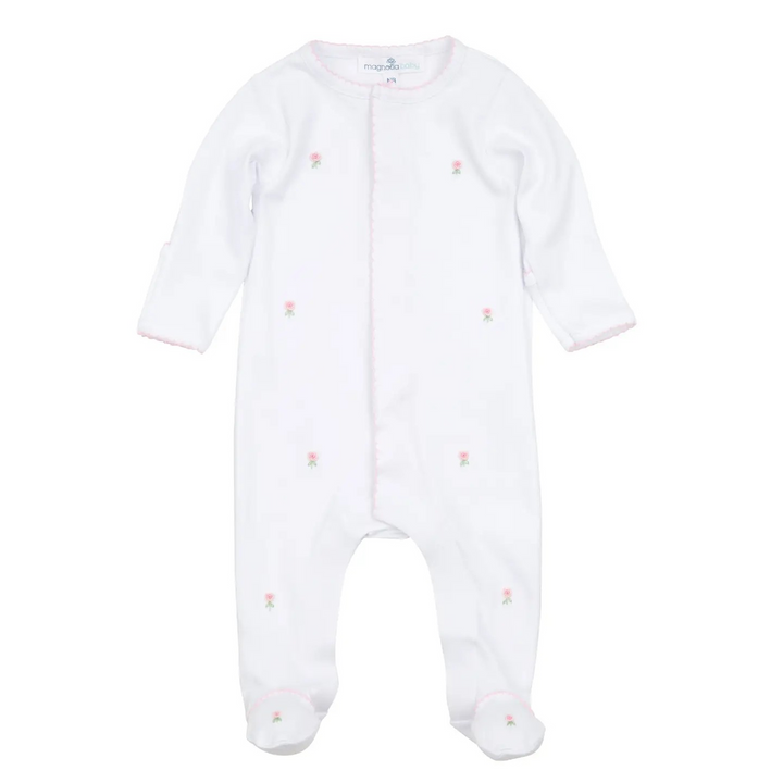 Juliette's Classic Embroidered Rose Footie