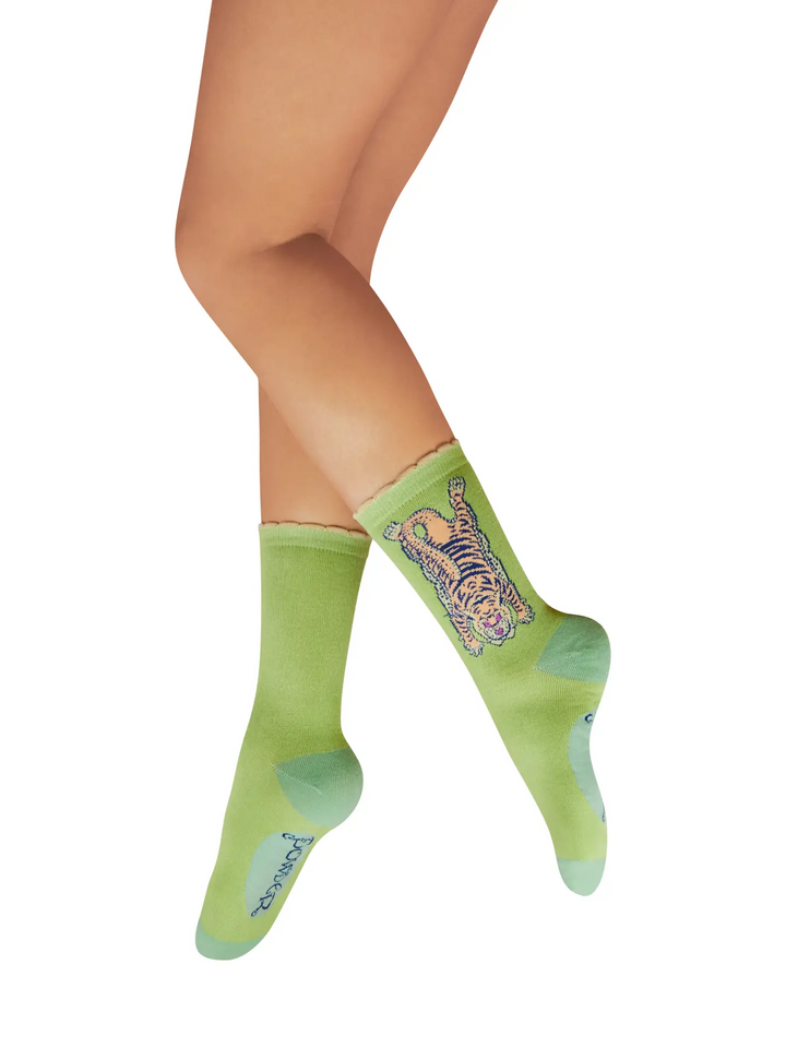 Tiger Ikat Socks in Green