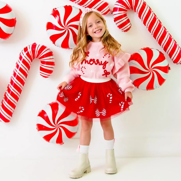Merry Coquette Candy Cane Sweater