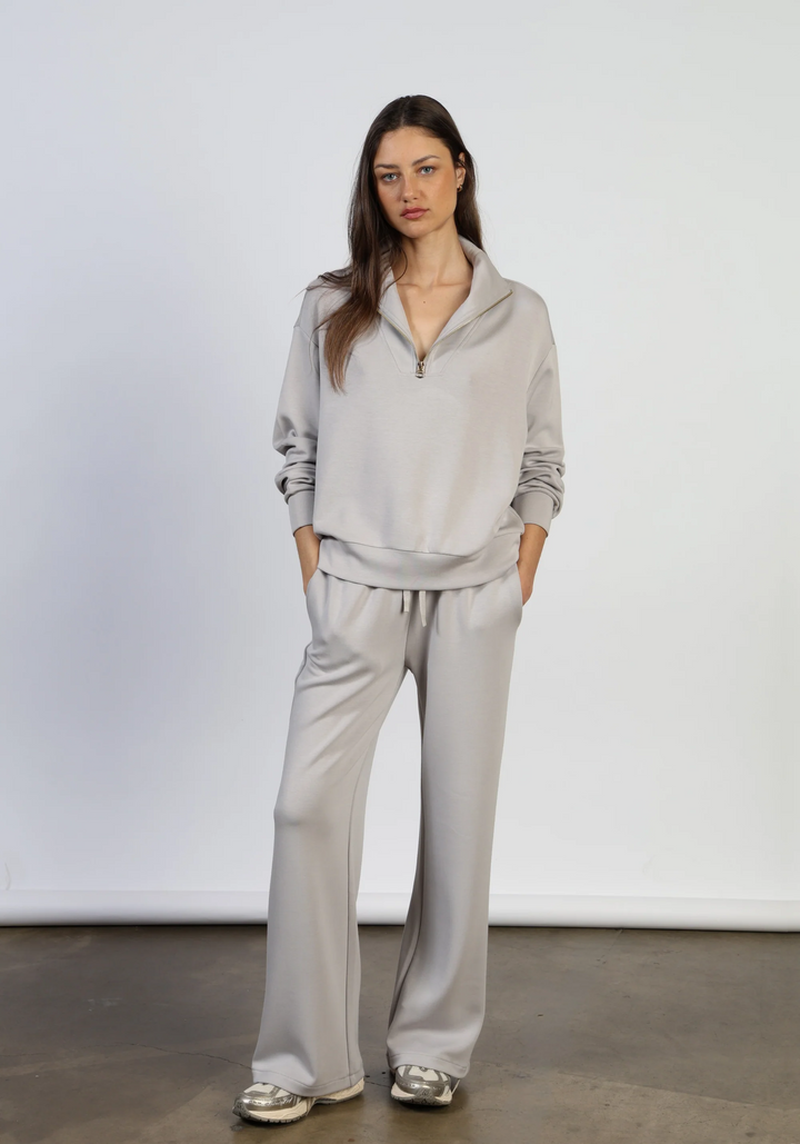 Short Sleeve Half Zip in Grey — alternate view 2
