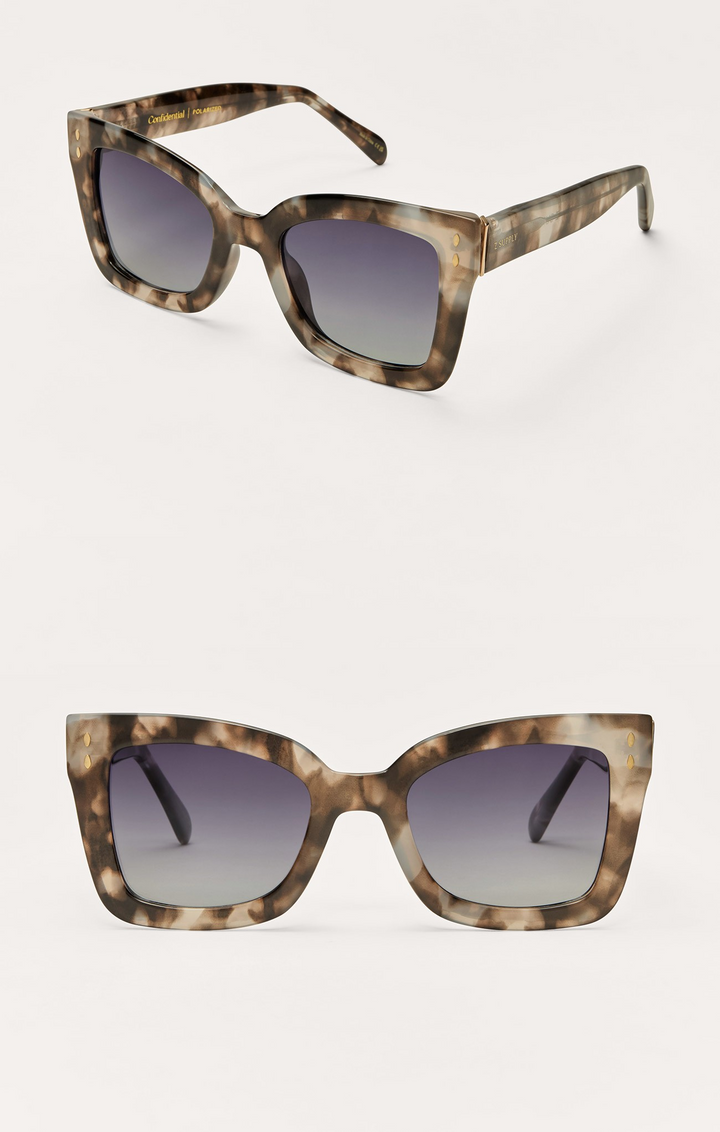 Confidential Polarized Sunglasses in Marbled Tort-Bronze