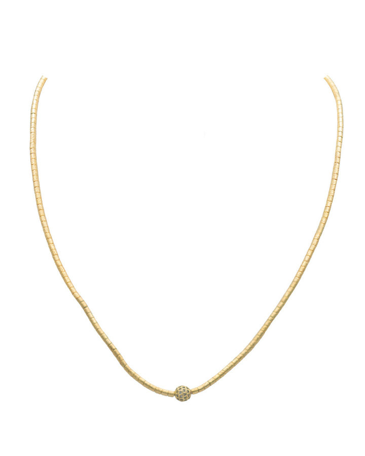 Marcia Moran Faby Short Beaded Necklace with CZS Ball