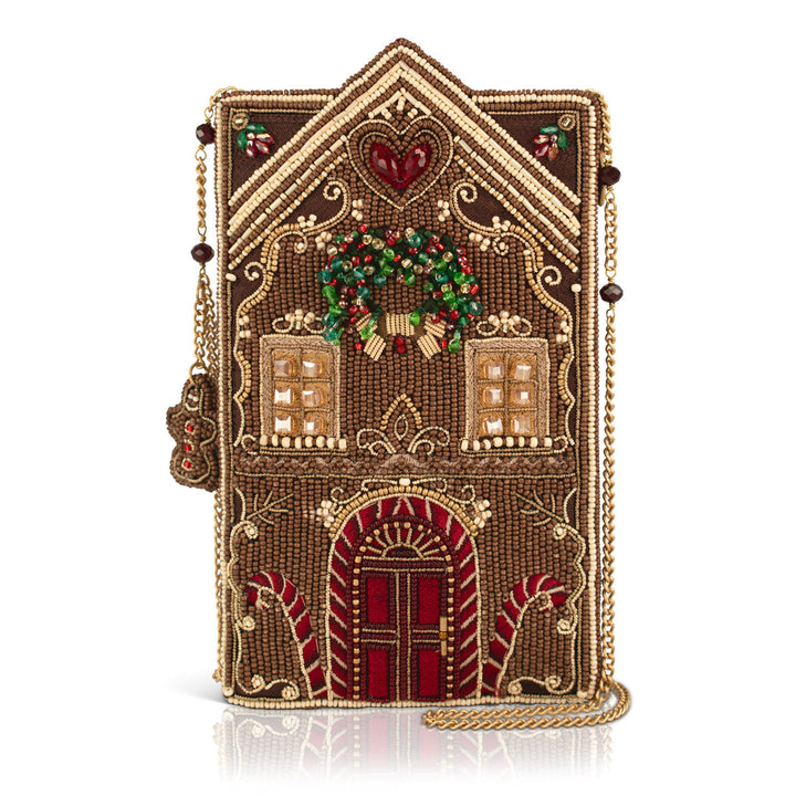 Mary Frances Candy Cottage Beaded Gingerbread House Crossbody Phone Bag