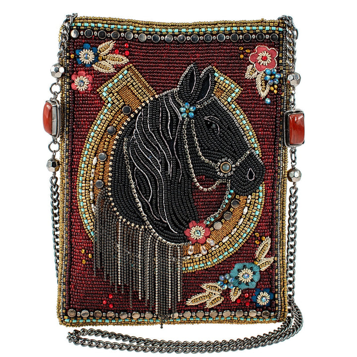 Mary Frances Let's Gallop Beaded Black Horse Mini Crossbody Handbag