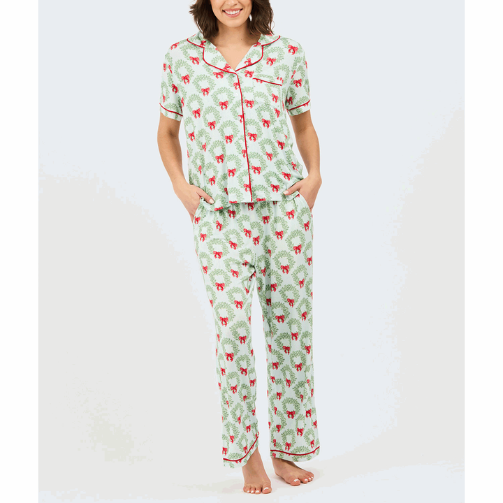 Mary Square Charlotte Wreath & Ribbon Pajama Set