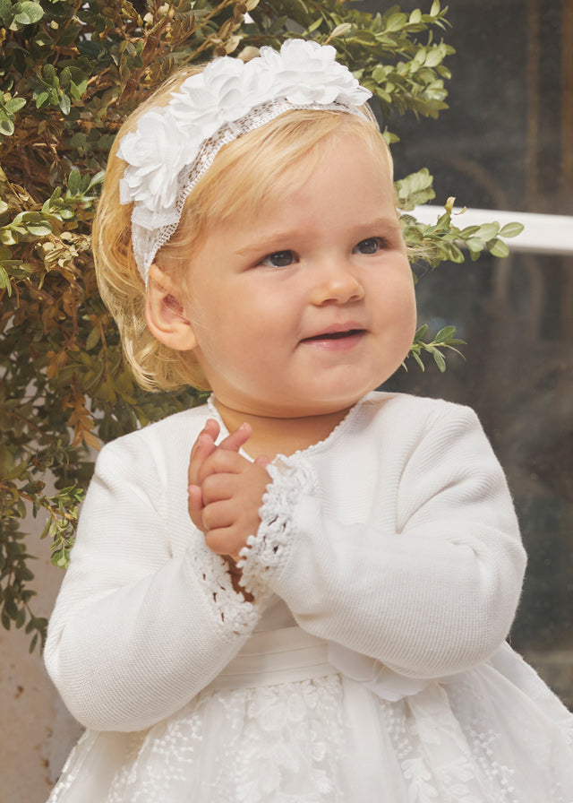 White Detailed Cardigan with Button Front
