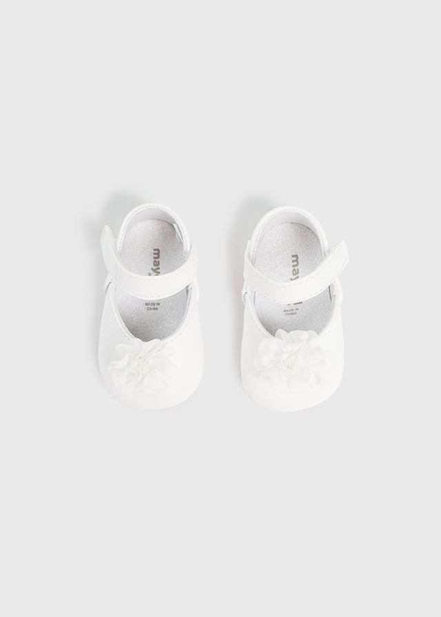 White Mary Jane with Flower Shoes