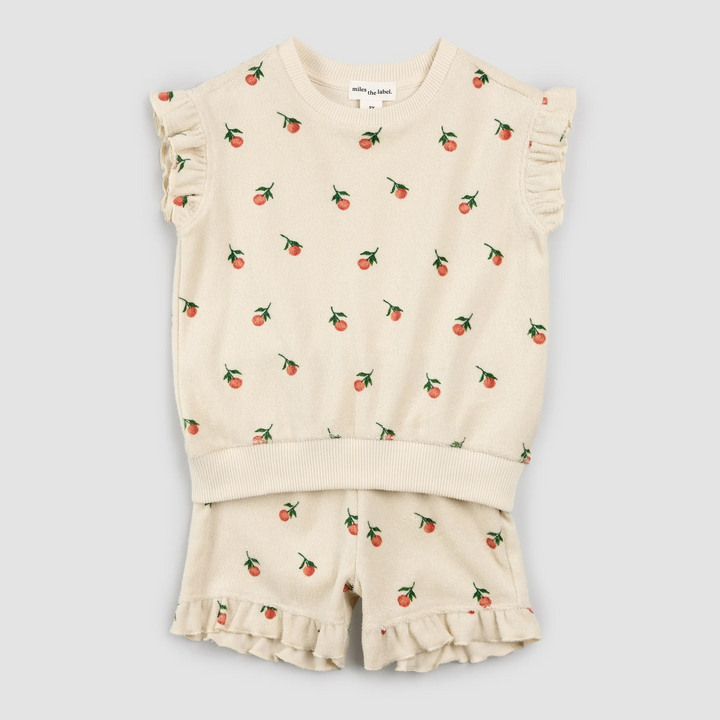 Orange Print Terry Short Set