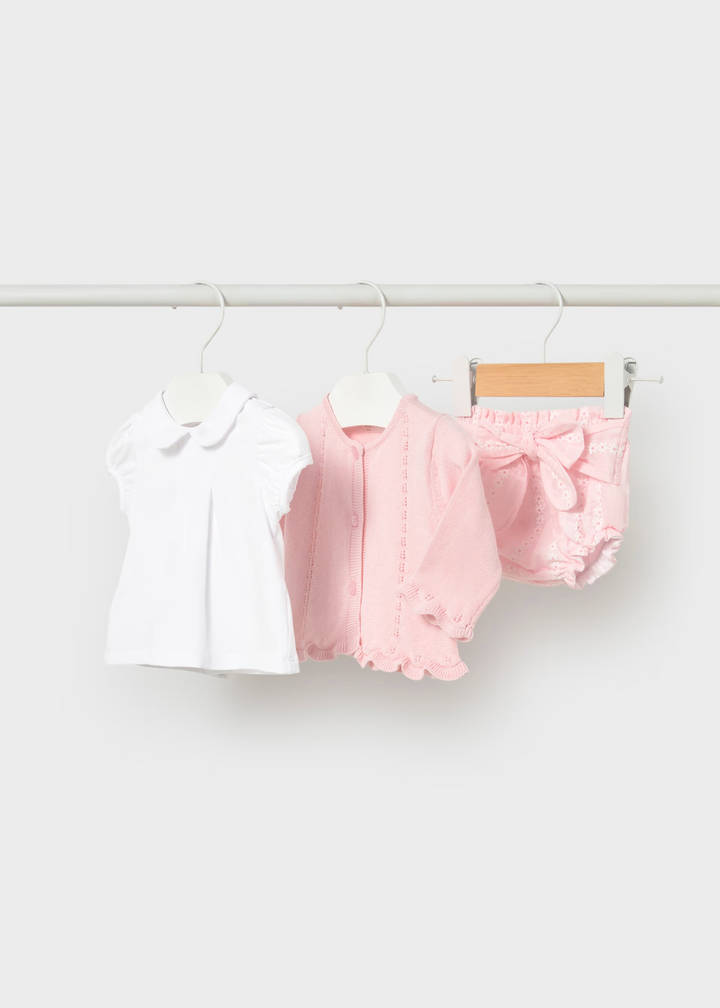 Girl 3PC Set Pink with Cardigan 1.287