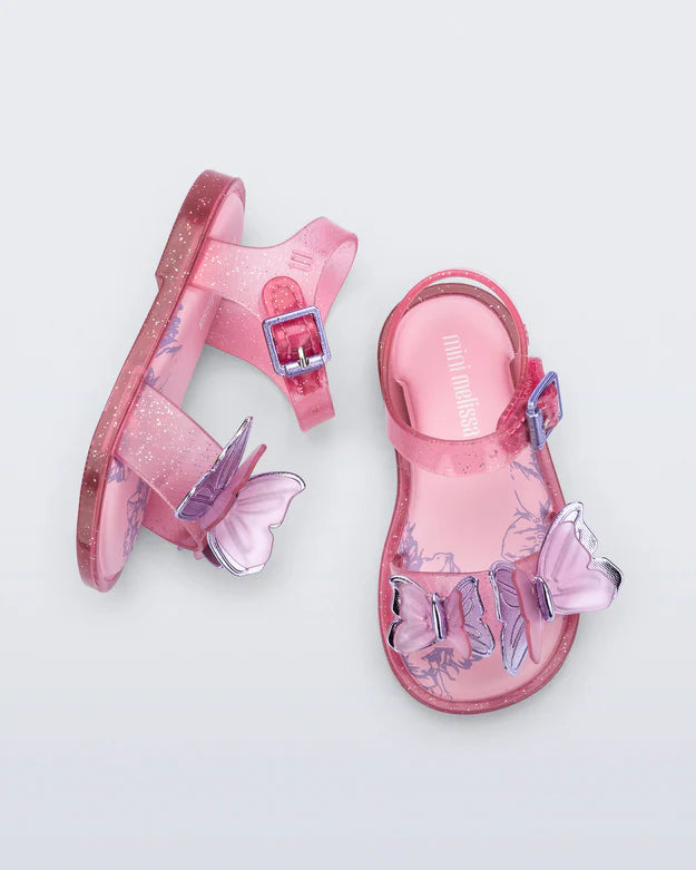 Butterfly Sandal in Pink Glitter