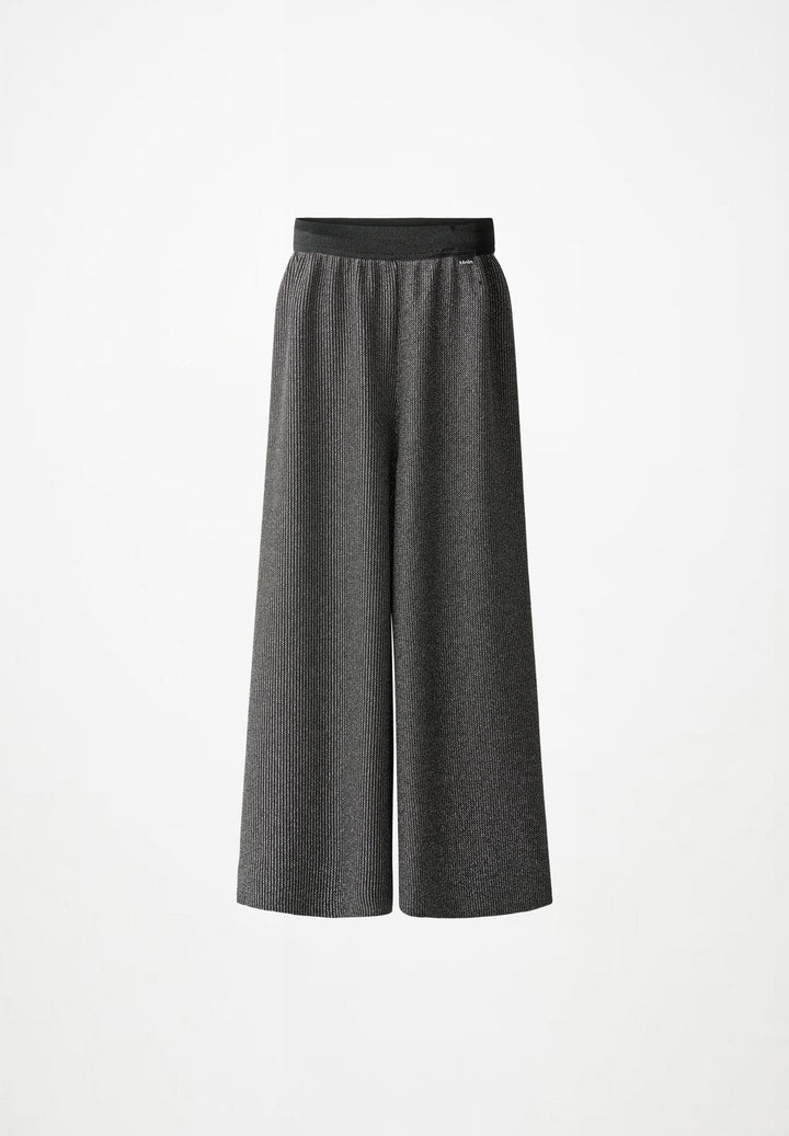 MOLO Alenna Ribbed Wide Leg Pants in Silver Black front view