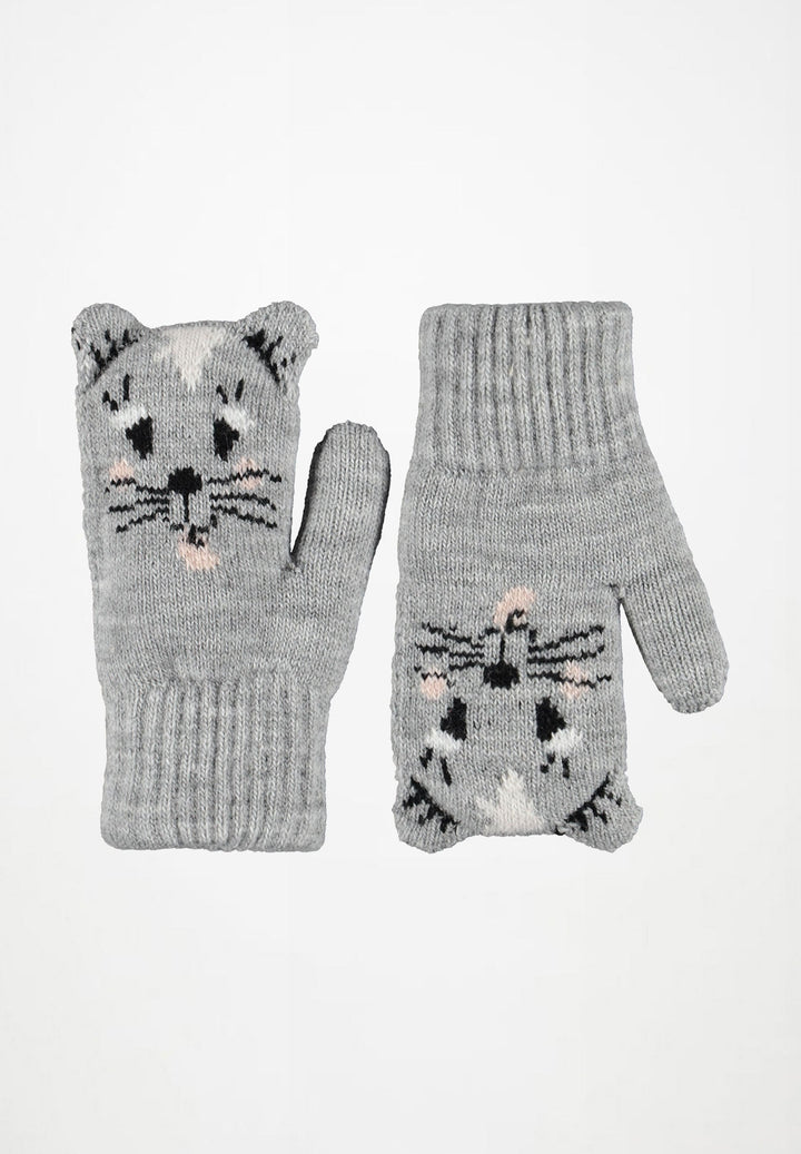 MOLO Kenau Grey Melange cat mittens front view