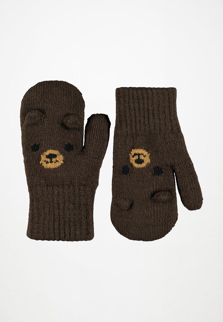 MOLO Kenau Bark Brown bear knit mittens