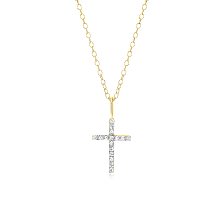 Monte Cross Diamond Pendant — lab-created diamond cross necklace in yellow gold-plated sterling silver