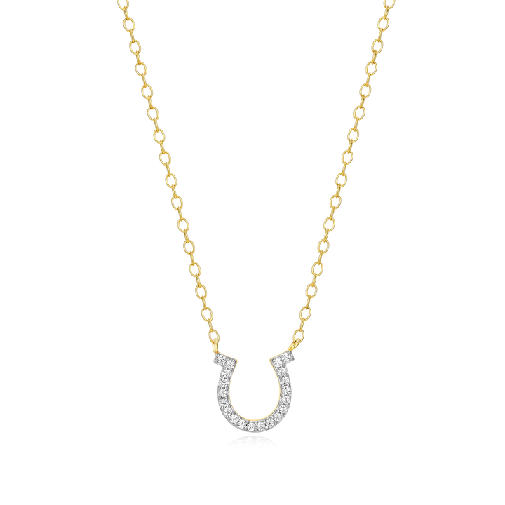 Monte Diamond Horseshoe Pendant — diamond horseshoe necklace in yellow gold-plated sterling silver
