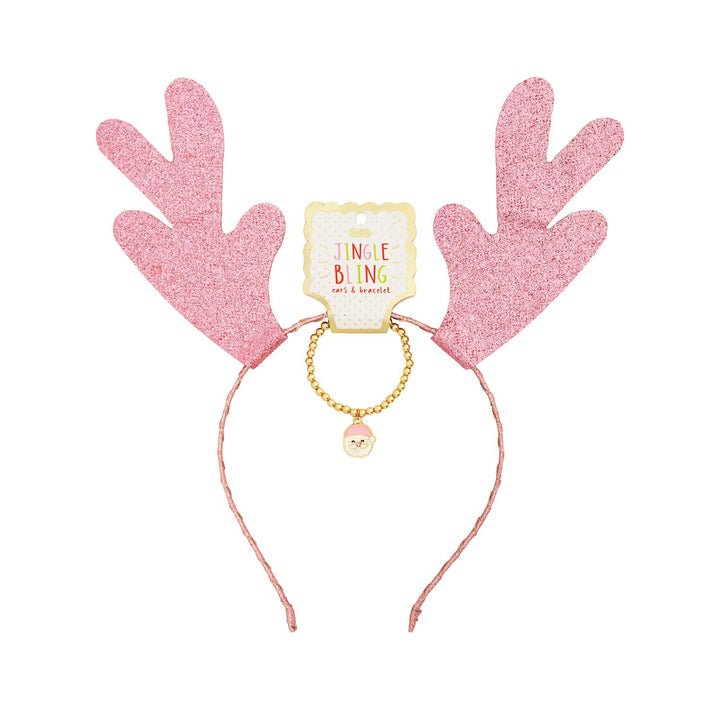 Mud Pie Pink Jingle Bling Headband & Bracelet Set