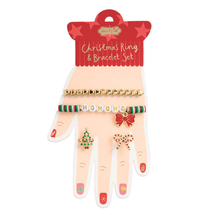 Mud Pie Ho Ho Ho Bracelet & Ring Set