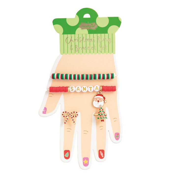 Mud Pie Santa Bracelet & Ring Set