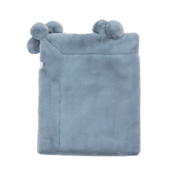 Mud Pie Blue Pom Blanket with pom-pom trim