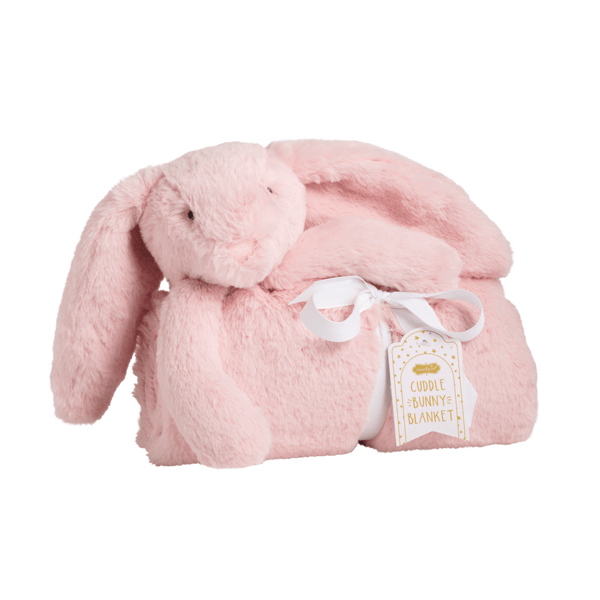 Mud Pie Pink Cuddle Bunny Blanket with plush bunny head