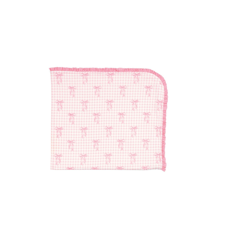 Mud Pie Gingham Bow Arrival Blanket in Pink