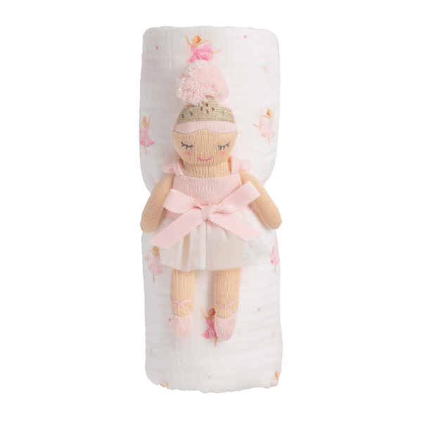 Mud Pie Ballerina Swaddle & Rattle Set