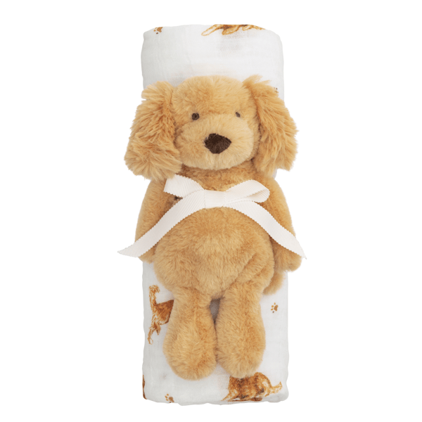 Mud Pie Retriever Swaddle & Rattle Set