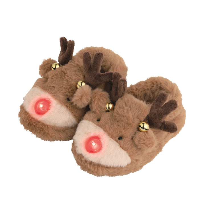 Mud Pie Reindeer Light-Up Christmas Slippers
