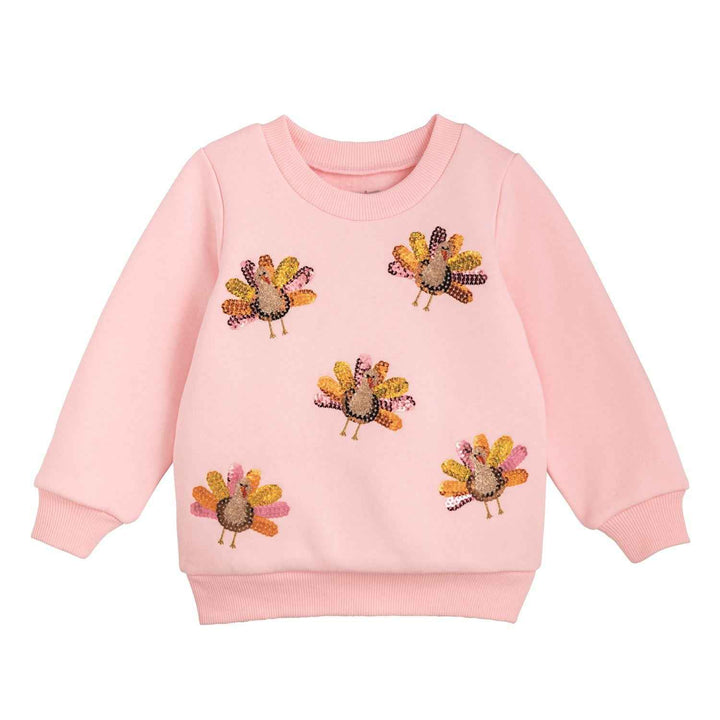 Mud Pie Pink Turkey Sequin Sweatshirt