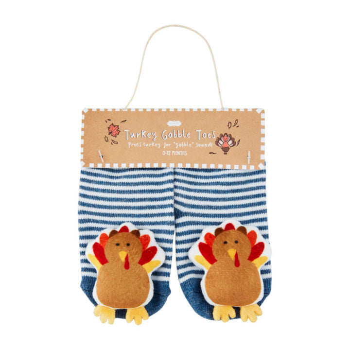 Mud Pie Blue Turkey Gobble Socks for babies 0–12 months
