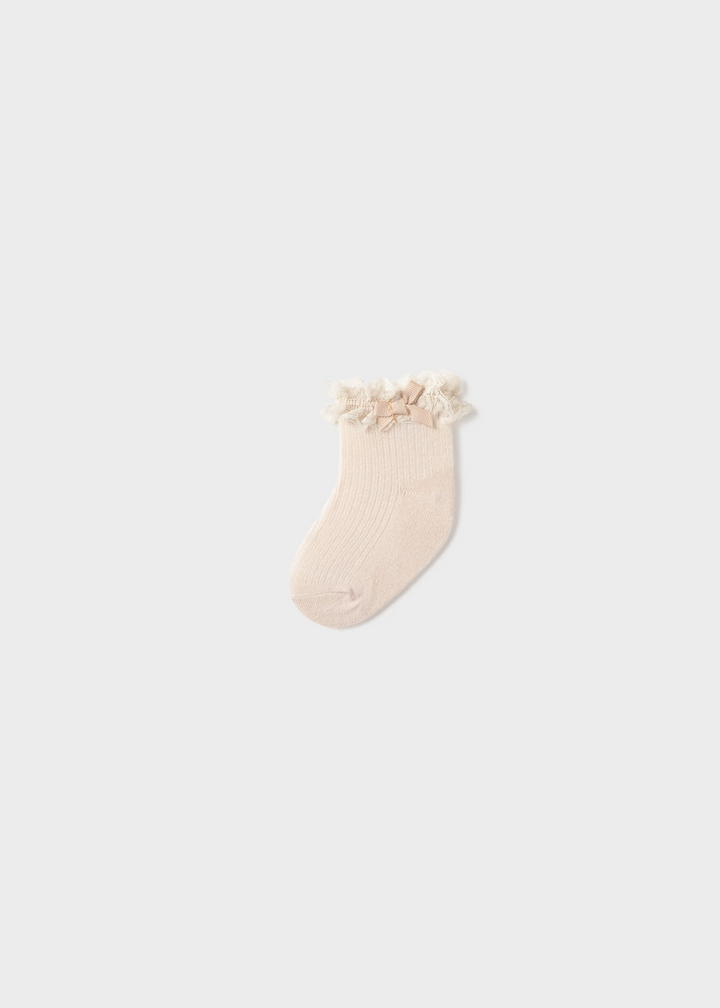Infant Ruffle Lace Socks Tan 9061